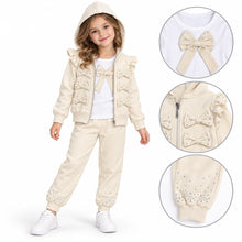 Load image into Gallery viewer, Giorgio Bambini Older Girls Cream Bow 3 Piece Lounge Set