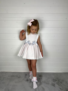 Ceyber Girls Pink Waffle Double Bow Dress