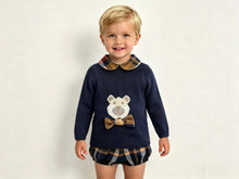 Load image into Gallery viewer, Juliana Baby Boys Mustard &amp; Navy Bear Tartan Jam Set