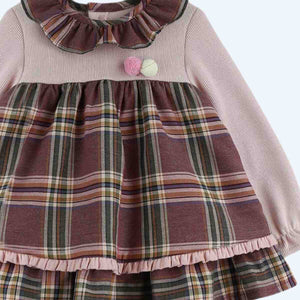 Baby Ferr Baby Girls Plum Check Dress