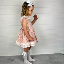 Load image into Gallery viewer, Ceyber Girls Peach Forest Frill Trim Dress