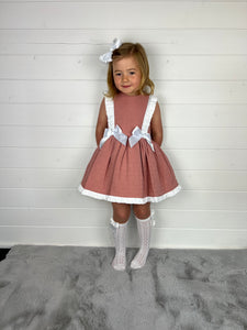 Ceyber Girls Dusky Pink Double Bow Dress