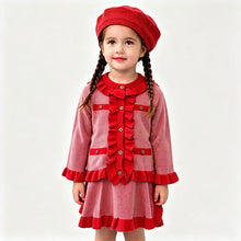 Load image into Gallery viewer, Beau Kid Girls Red Three Piece Knit Skirt Set