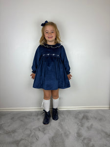 Dulce De Fresa Navy Velvet Dress