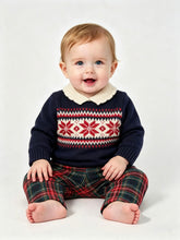 Load image into Gallery viewer, Beau Kid Baby Boys Navy Festive Tartan 2 Piece Outfit