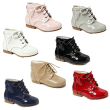 Load image into Gallery viewer, Sevva Quinn Patent Leather Lace Up Boots