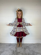 Load image into Gallery viewer, Ceyber Girls Burgundy and Tan Dress