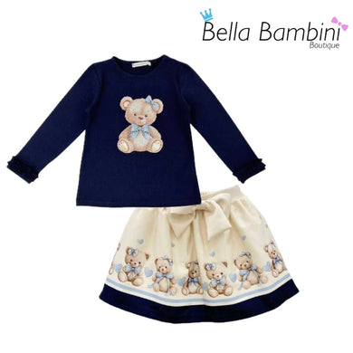 Teddy Bear Navy Skirt Set