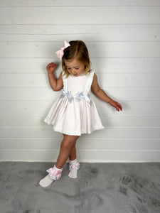 Ceyber Girls Pink Waffle Double Bow Dress