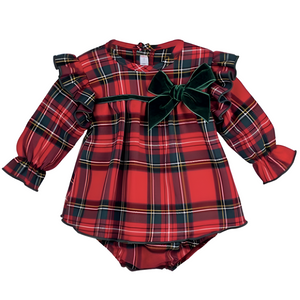 Calamaro Baby Girls Red Tartan Dress