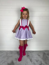 Load image into Gallery viewer, Ceyber Girls Lilac Cherry Double Bow Dress