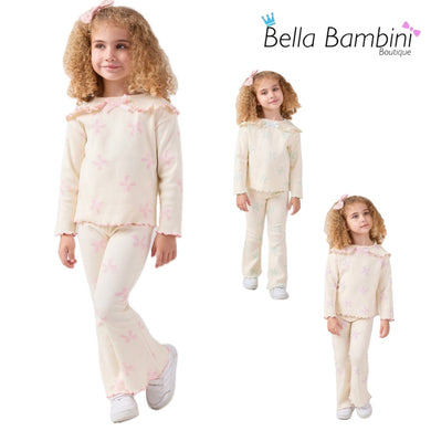 Bupper Girls Bow Print Flare Set