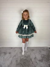 Load image into Gallery viewer, Ceyber Green Check Velvet Dress