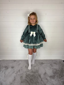 Ceyber Green Check Velvet Dress
