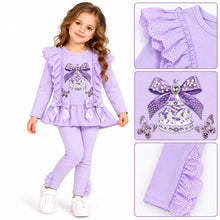 Load image into Gallery viewer, Giorgio Bambini Older Girls Lilac Frill Carousel Legging Set