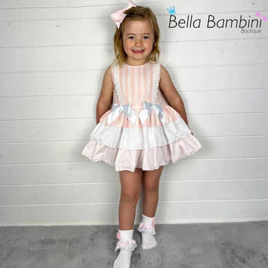 Ceyber Girls Pink Stripe Puffball Style Dress