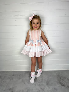 Ceyber Girls Pink Stripe Puffball Style Dress