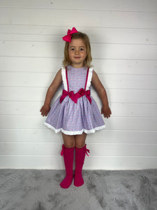 Ceyber Girls Lilac Cherry Double Bow Dress