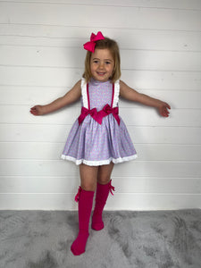 Ceyber Girls Lilac Cherry Double Bow Dress