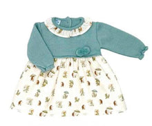 Load image into Gallery viewer, Sardon Baby Girls Green Forest Animals Half Knit Dress