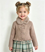 Load image into Gallery viewer, Mayoral Girls Seed Faux Fur Collar Cardigan