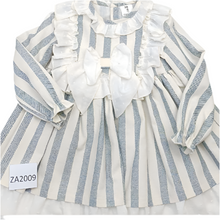 Load image into Gallery viewer, Ceyber Older Girls Cream and Grey Stripe Dress