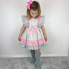 Load image into Gallery viewer, Ceyber Girls Pink Floral Gingham Dress