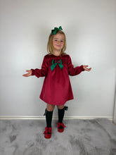 Load image into Gallery viewer, Ceyber Red and Green Velvet Dress