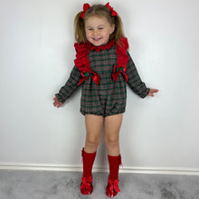 Load image into Gallery viewer, Ceyber Green Tartan Romper