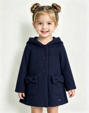 Load image into Gallery viewer, Mayoral Girls Navy Hooded Boucle Coat