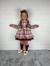Load image into Gallery viewer, Ceyber Girls Double Bow Burgundy and Pink Dress