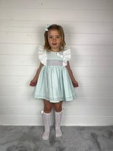 Load image into Gallery viewer, Ceyber Girls Mint Star Frill Shoulder Dress