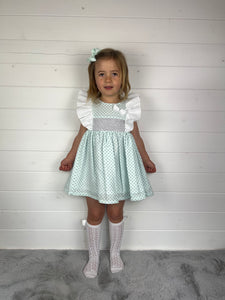 Ceyber Girls Mint Star Frill Shoulder Dress
