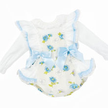 Load image into Gallery viewer, Wee Me Baby Girls Blue Floral Romper Set