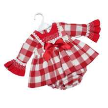 Load image into Gallery viewer, Ceyber Baby Girls Red Check Dress