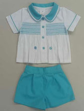 Load image into Gallery viewer, Mabini Boys Turquoise Smock Set