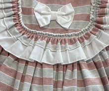 Load image into Gallery viewer, Ceyber Girls Pink &amp; Grey Stripe Bib Style Dress