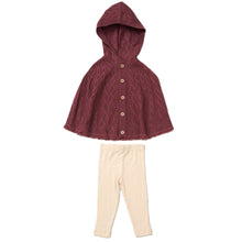 Load image into Gallery viewer, Lily &amp; Jack Girls Plum Knitted Hooded Poncho &amp; Leggings