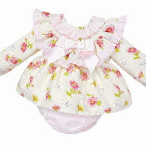 Wee Me Baby Girls Pink and Cream Frill Jam Set