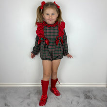 Load image into Gallery viewer, Ceyber Green Tartan Romper