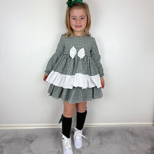 Load image into Gallery viewer, Ceyber Girls Bottle Green Gingham Dress