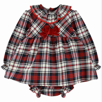 Baby Ferr Baby Girls Red and Navy Tartan Dress