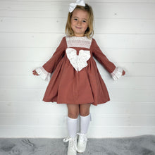 Load image into Gallery viewer, Ceyber Girls Rust Smocked Dress