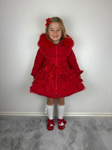 Wee Me Red Ruffle Coat