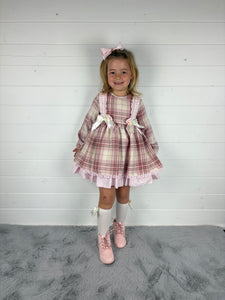 Ceyber Girls Double Bow Cream and Pink Dress
