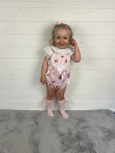 Ceyber Baby Girls Pink Teddy Romper
