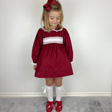 Load image into Gallery viewer, Mabini Girls Burgundy Smock Dress