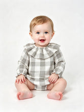 Load image into Gallery viewer, Ceyber Baby Girls Grey Check Romper