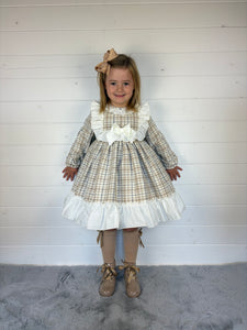 Ceyber Girls Tan Check Dress