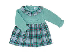 Load image into Gallery viewer, Sardon Baby Girls Green Check Half Knit Dress